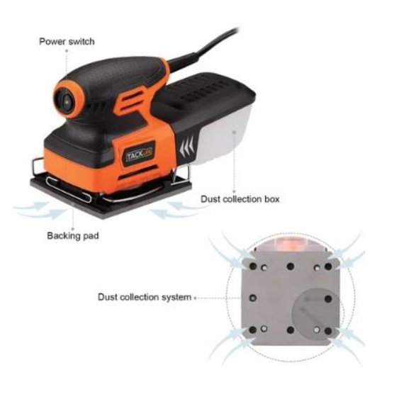 TackLife Electric 1/4 Sheet Sander 15,000RPM w/Dust Collection Bag Included-NEW - Picture 7 of 8